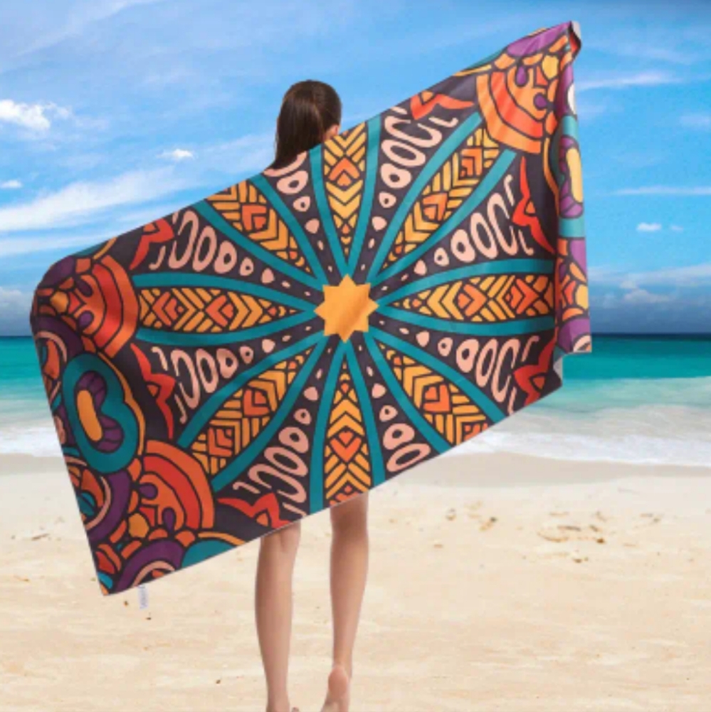 Large Microfiber Beach Towel with Carrying Case Pattern: Dome